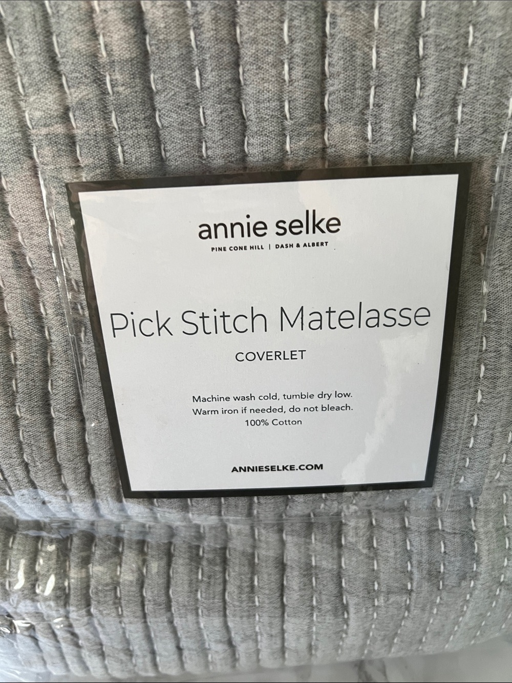 Annie Selke Pick Stitch Matelasse Coverlet - Light Gray